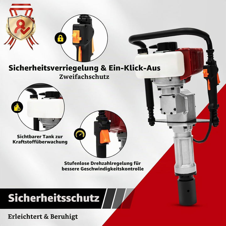 52CC Benzin T Pfostenramme 2 Takt Motor Benzin Pfahlramme 1900W Hand-Zug-Start Zaunpfahlramme Zweita