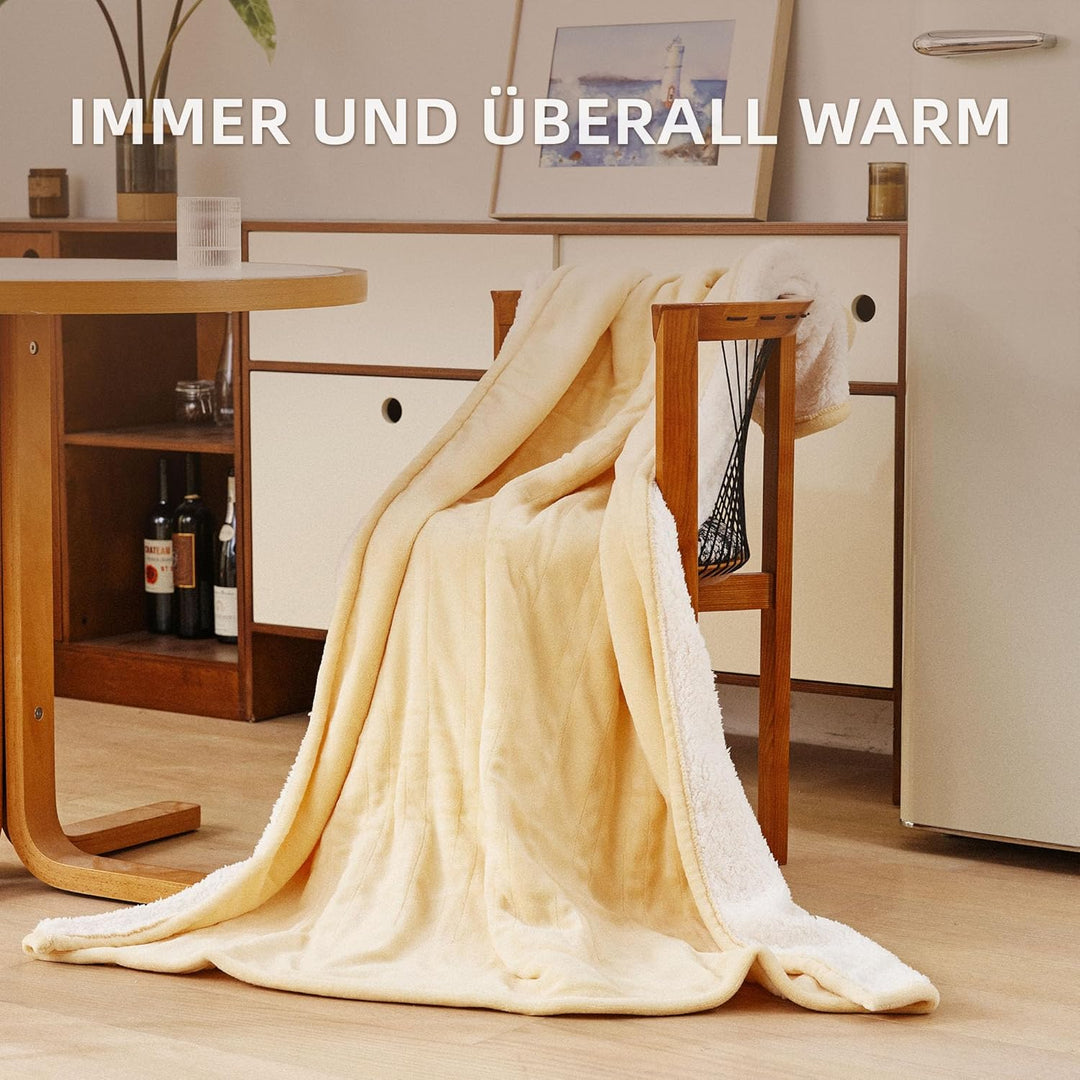 JET'S HOME Heizdecke 130x180cm - Wärmedecke Heizdecke mit Abschaltautomatik Einstellbarer Timer 10 S