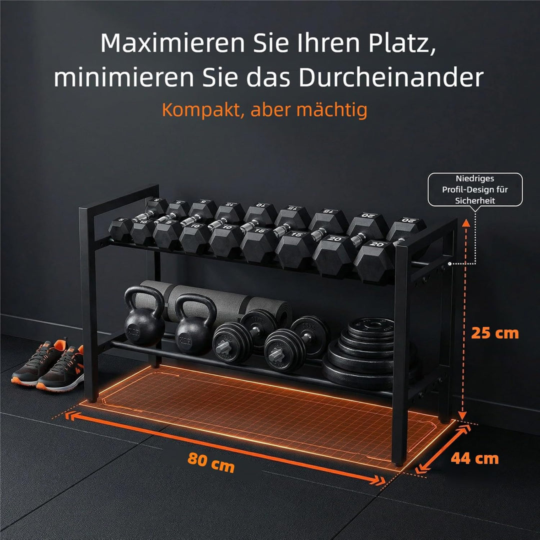 Hantelregal, 2-stufiger verstellbarer Gewichtsständer für Home-Gym, 31 Zoll platzsparender Aufbewahr