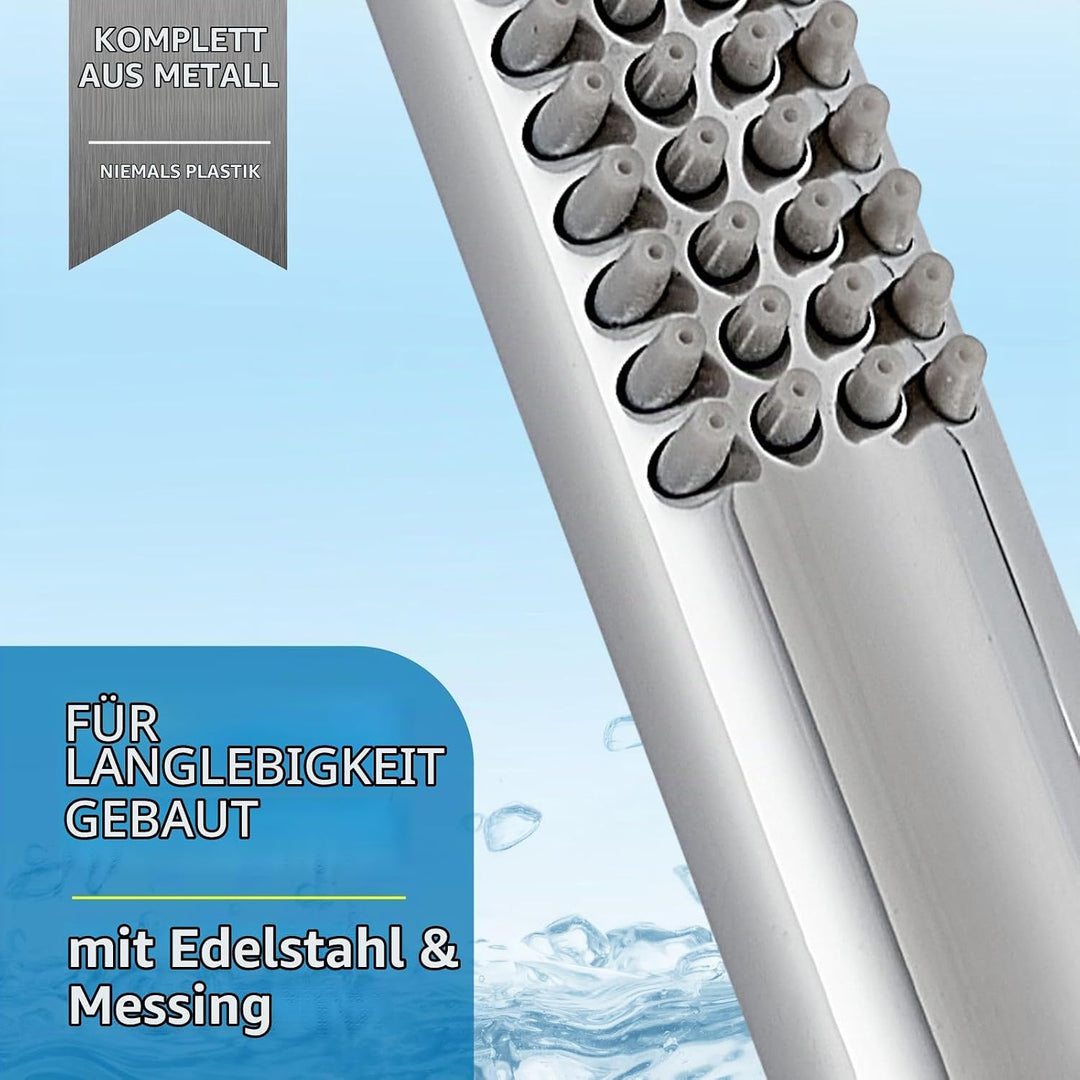 Handbrause Komplett aus Metall, Hochdruck-Duschköpfe von Voolan, Einfache Handbrause aus Chrom mit T