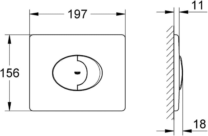 GROHE Skate Air - Abdeckplatte (wassersparend, 156 x 197 mm, für 2-Mengen- und Start & Stopp-Betätig