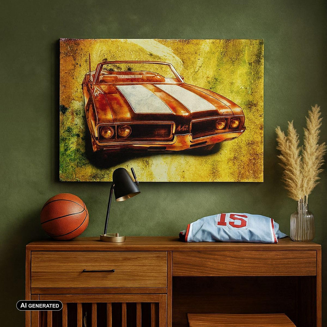 Bilder auf Leinwand 100x70cm Leinwandbild Auto Geschwindigkeit Cabriolet Gross Wanddeko Bild Schlafz