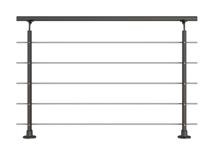 DOLLE Geländer Set in Anthrazit aus Aluminium mit Edelstahlrohren aufgesetzte Montage 150cm (kürz- u