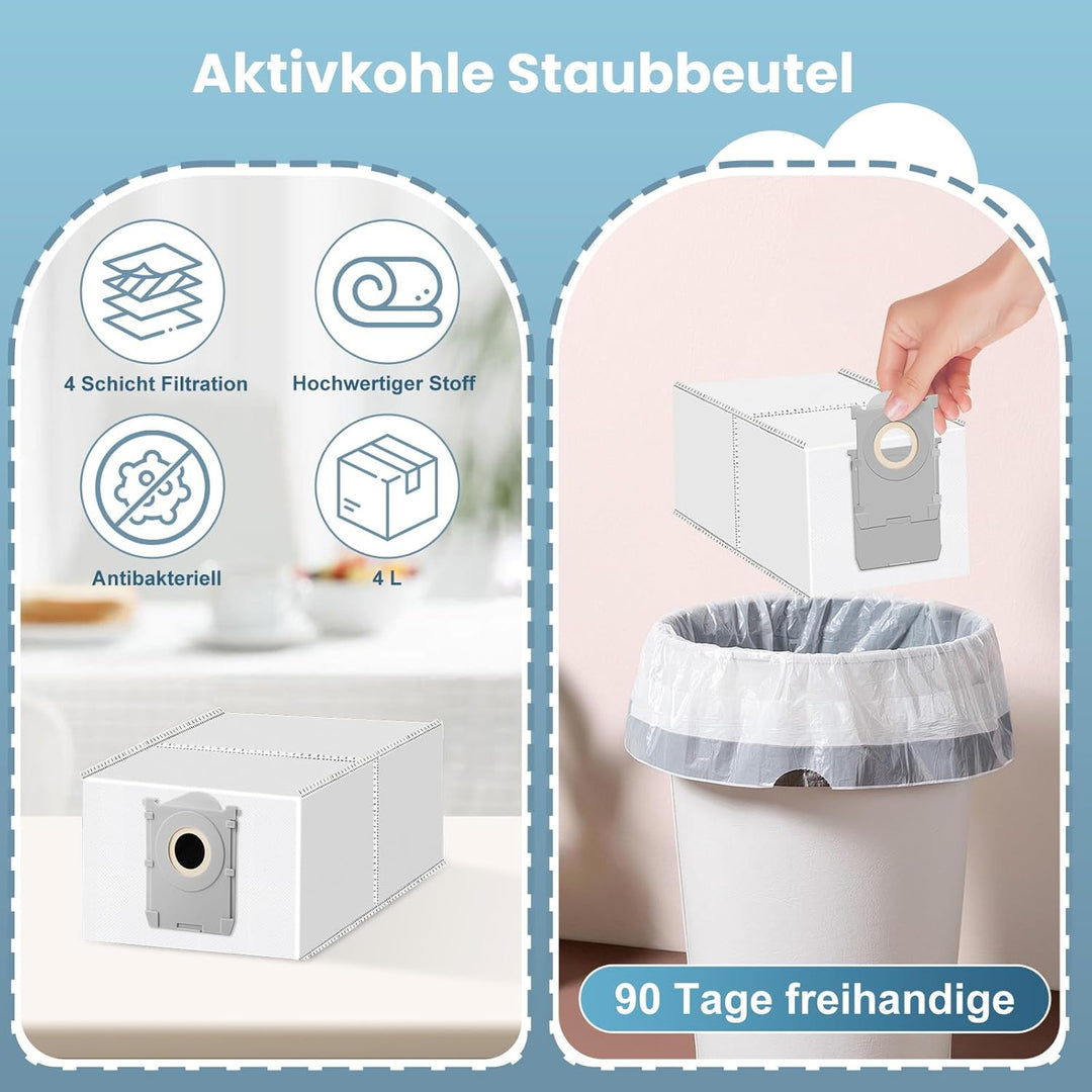 17 Stück Zubehör für ECOVACS DEEBOT X9 PRO Omni / X11 PRO Omni / T80S Omni Saugroboter, 4 Staubbeute