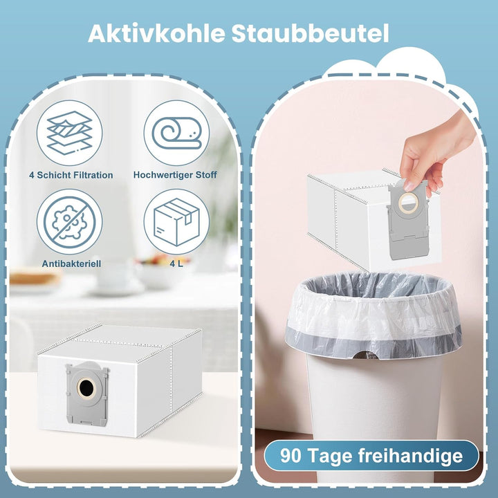 17 Stück Zubehör für ECOVACS DEEBOT X9 PRO Omni / X11 PRO Omni / T80S Omni Saugroboter, 4 Staubbeute