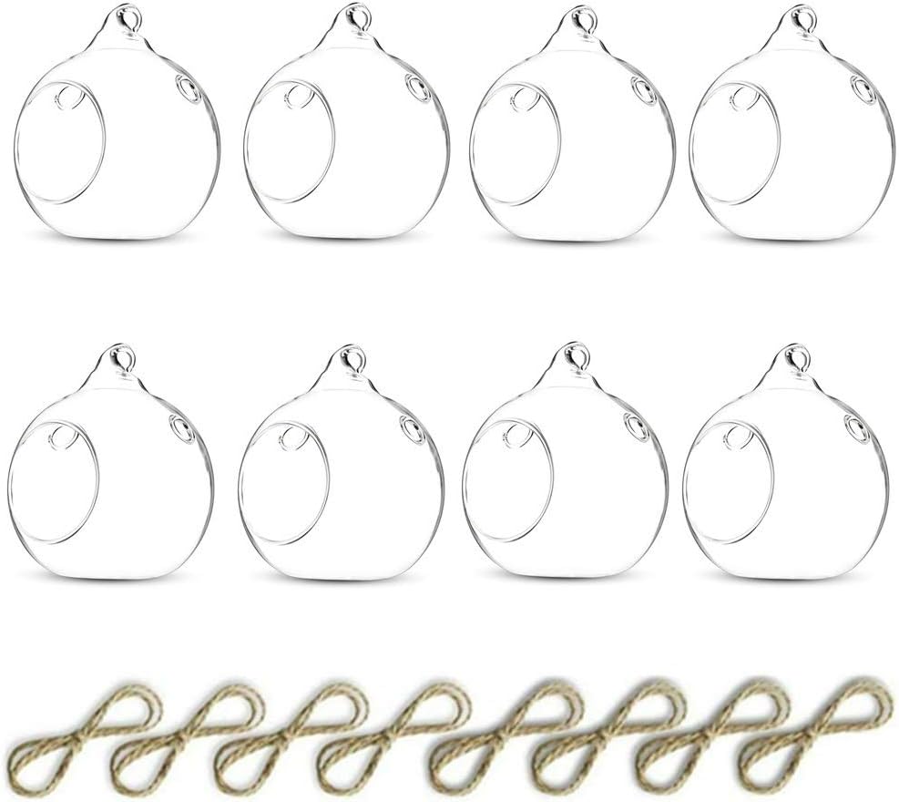 NUPTIO 8 Stücke 8cm Hängen Glaskugel Teelicht Kerzenhalter Hause Hochzeit Mittelstücke Decor Garten