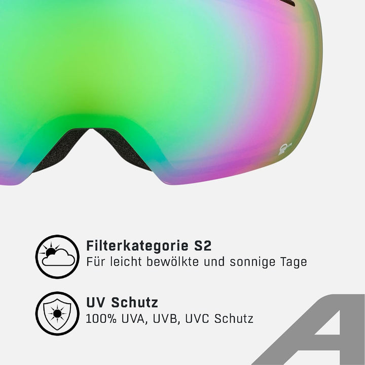 ALPINA GRANBY Q-LITE - verspiegelte, kontrastverstärkende Skibrille mit 100% UV-Schutz für Erwachsen