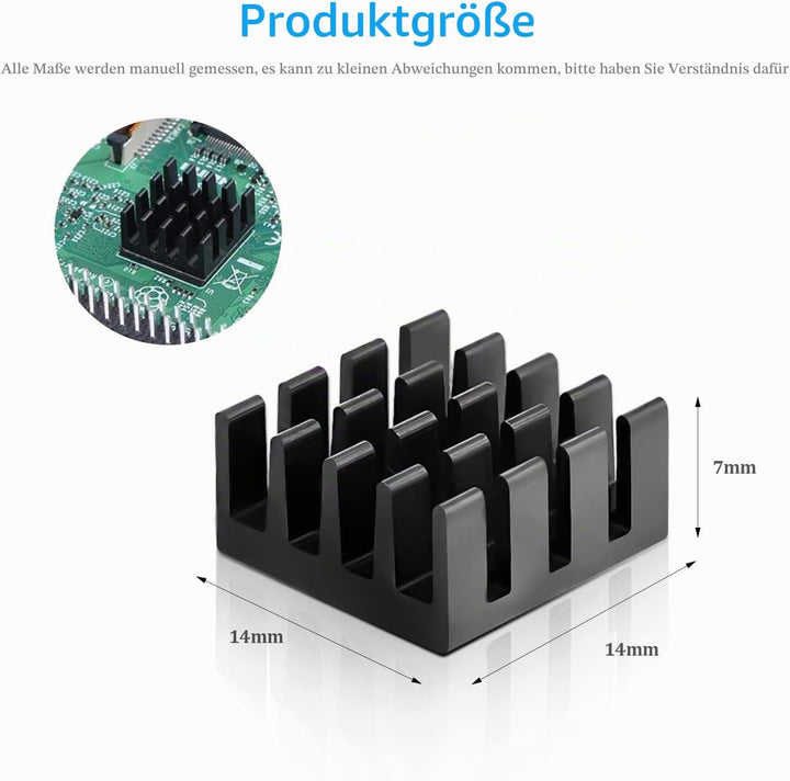 GZkushi 40 Stück Schwarze Heatsink, Aluminium Kühlkörper Thermo-Klebepad Kühler für Kühlen Kleiner I