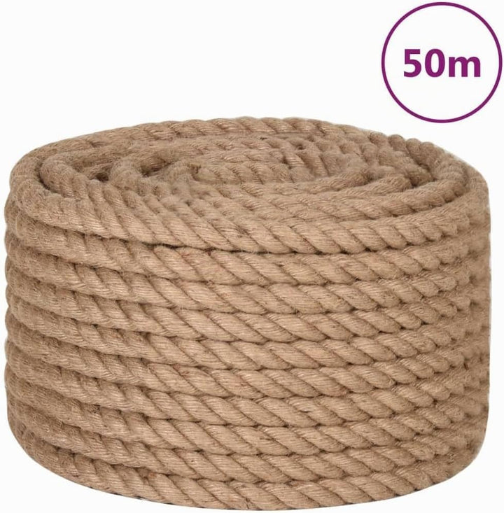 vidaXL Seil 100% Jute 20mm 50m Naturhanf Hanfseil Tauwerk Juteseil Tau Seil 50 m/20 mm, 50 m/20 mm