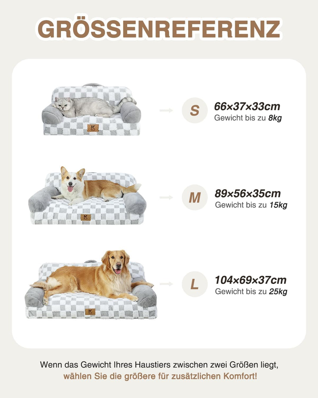 KSIIA Orthopädisches Katzenbett Flauschig 66x37cm, Abnehmbar Katzensofa Hundebett Waschbar, Hundesof