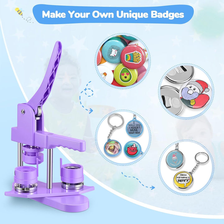 Buttonmaschine Button Badge Maker 25+32+58 mm 300 Sets Kunststoff-Abzeichen-Nadelrücken, Zimiking, m