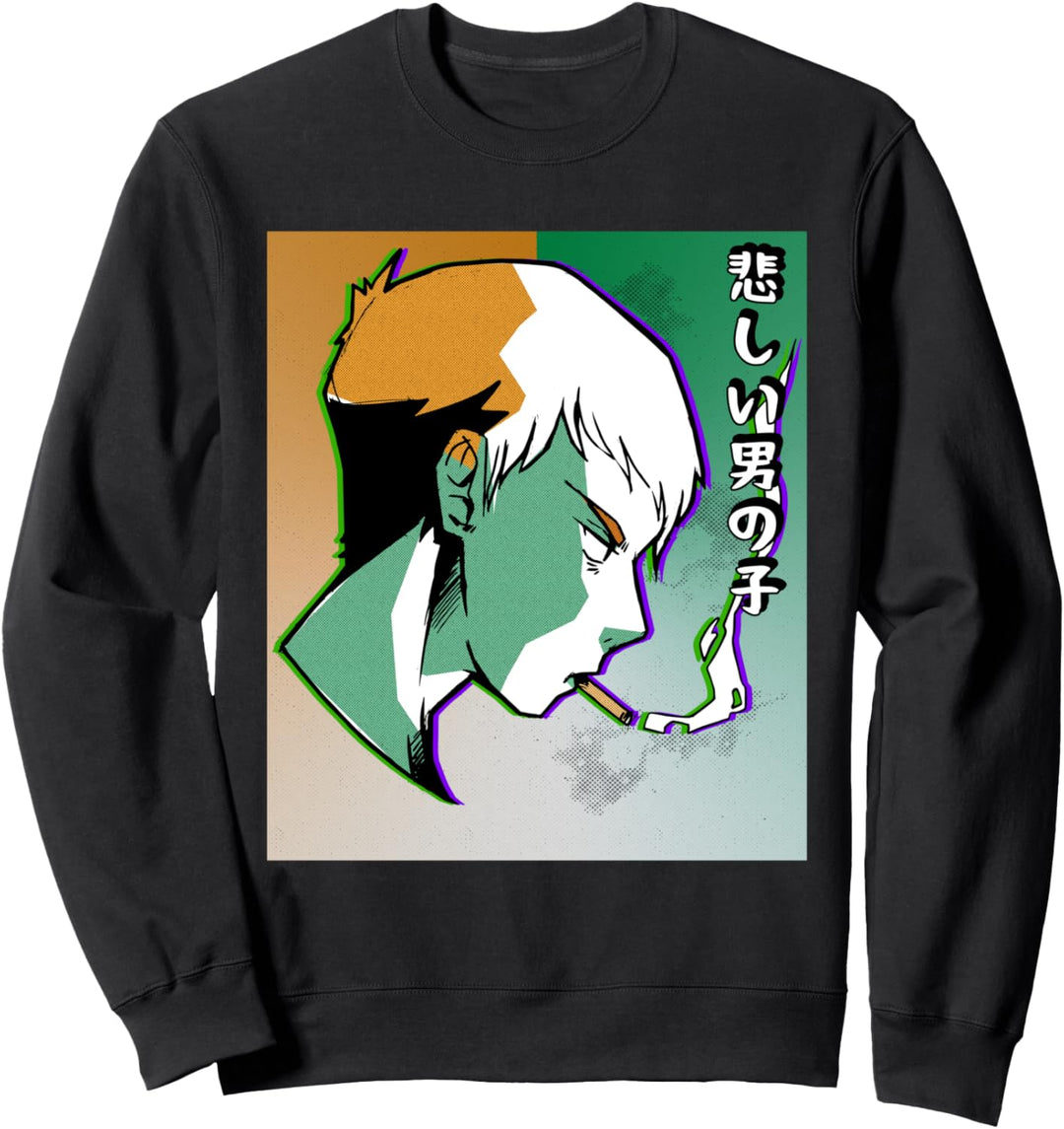 Japanische Vaporwave traurige Anime Junge Ästhetik Sweatshirt