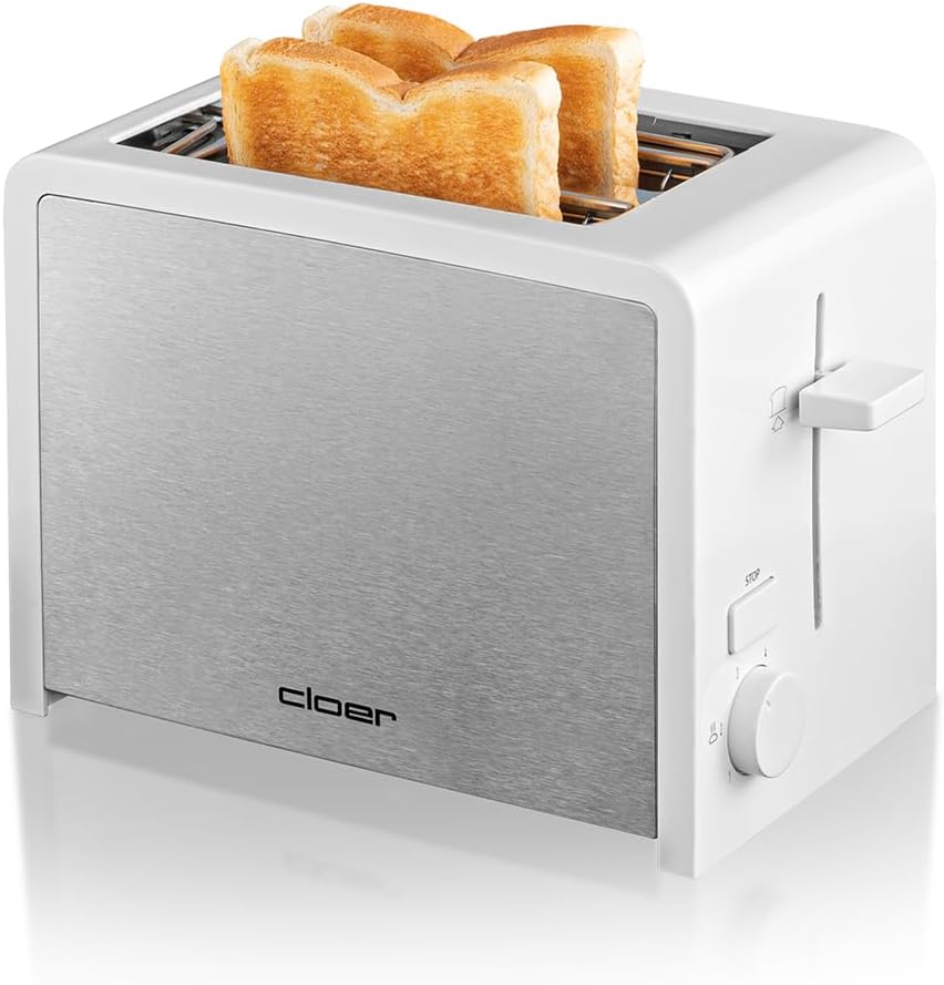 Cloer 3211 Toaster, 825 W, für 2 Toastscheiben, integrierter Brötchenaufsatz, Nachhebevorrichtung, K