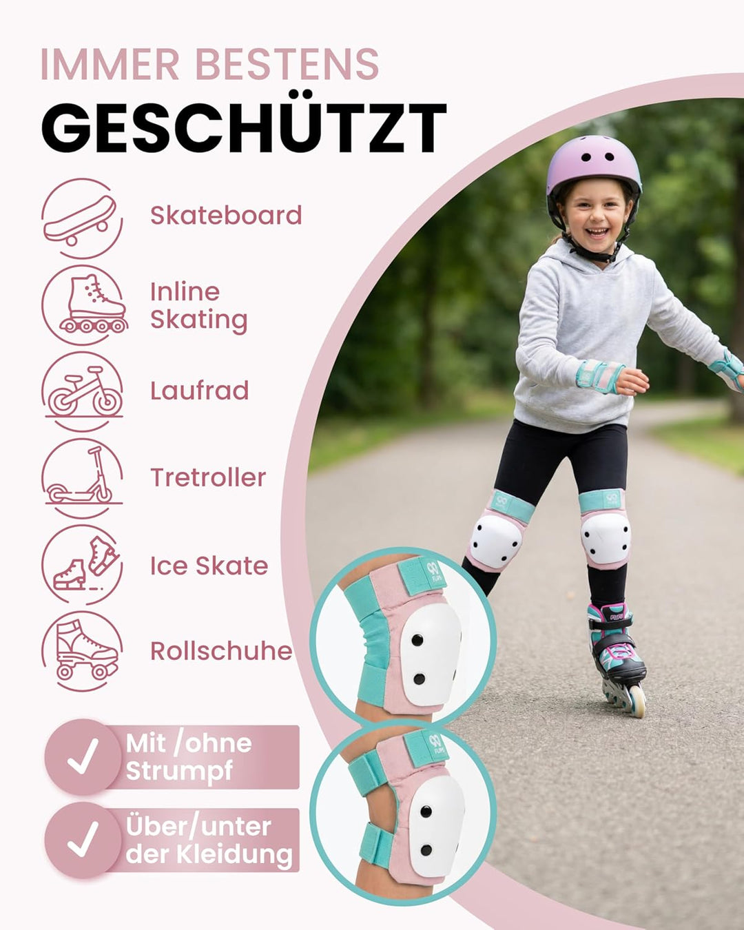 99FLIPS Protektoren Kinder Knieschoner Kinder 3 Jahre - Schoner Inliner Set - Schutzausrüstung - Kni