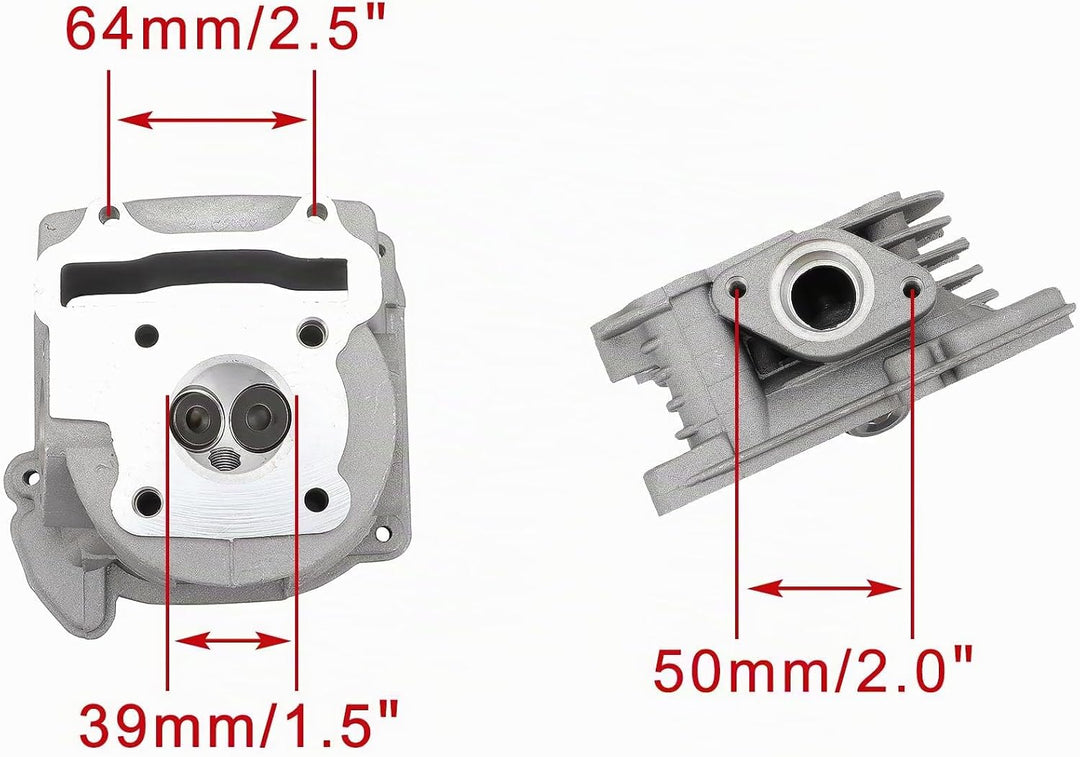 WOOSTAR 39mm Zylinderkopf 64mm Ventile Ersatz für 4-Takt GY6 49ccm 50ccm ATV Roller Moped 139QMA 139