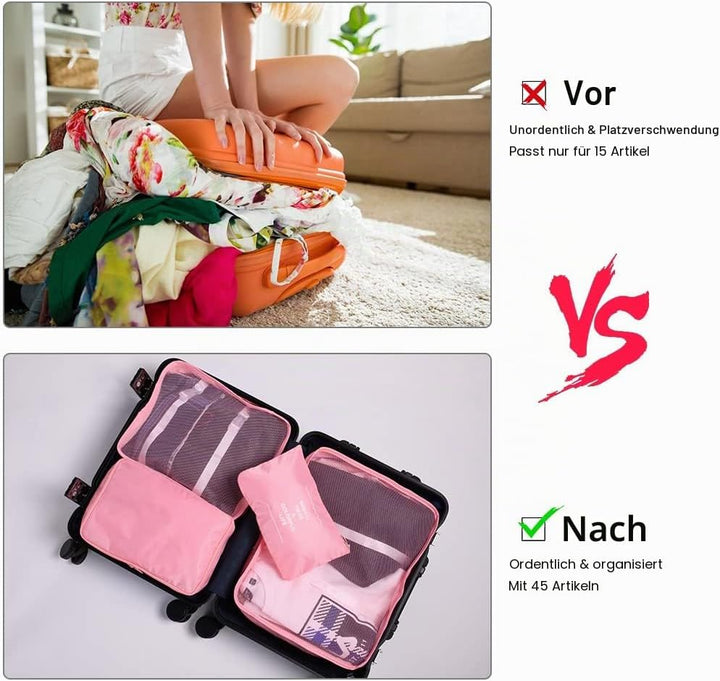 OSDUE Koffer Organizer Set 8-teilig, Packing Cubes, Wasserdichte Reise Kleidertaschen, Packtaschen f