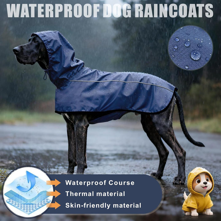 Mosucoirl Hund Regenmantel Jacke Reflektierende Verstellbare Kapuze Haustier Poncho Regenmantel mit