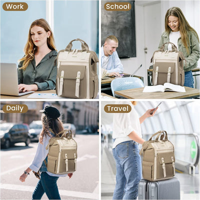 LOVEVOOK Rucksack Damen, Gross Laptop Schulrucksack Mädchen Teenager 17 Zoll mit Datenkabel-Beutel,