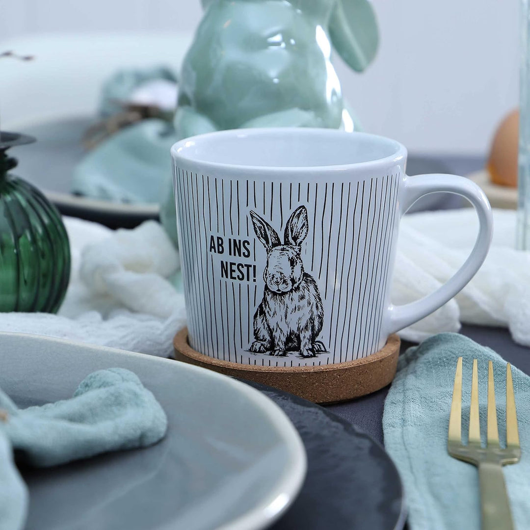 Papierdrachen Hochwertige Tasse aus Keramik mit passendem Kork Untersetzer - Tischdeko - Kaffeetisch