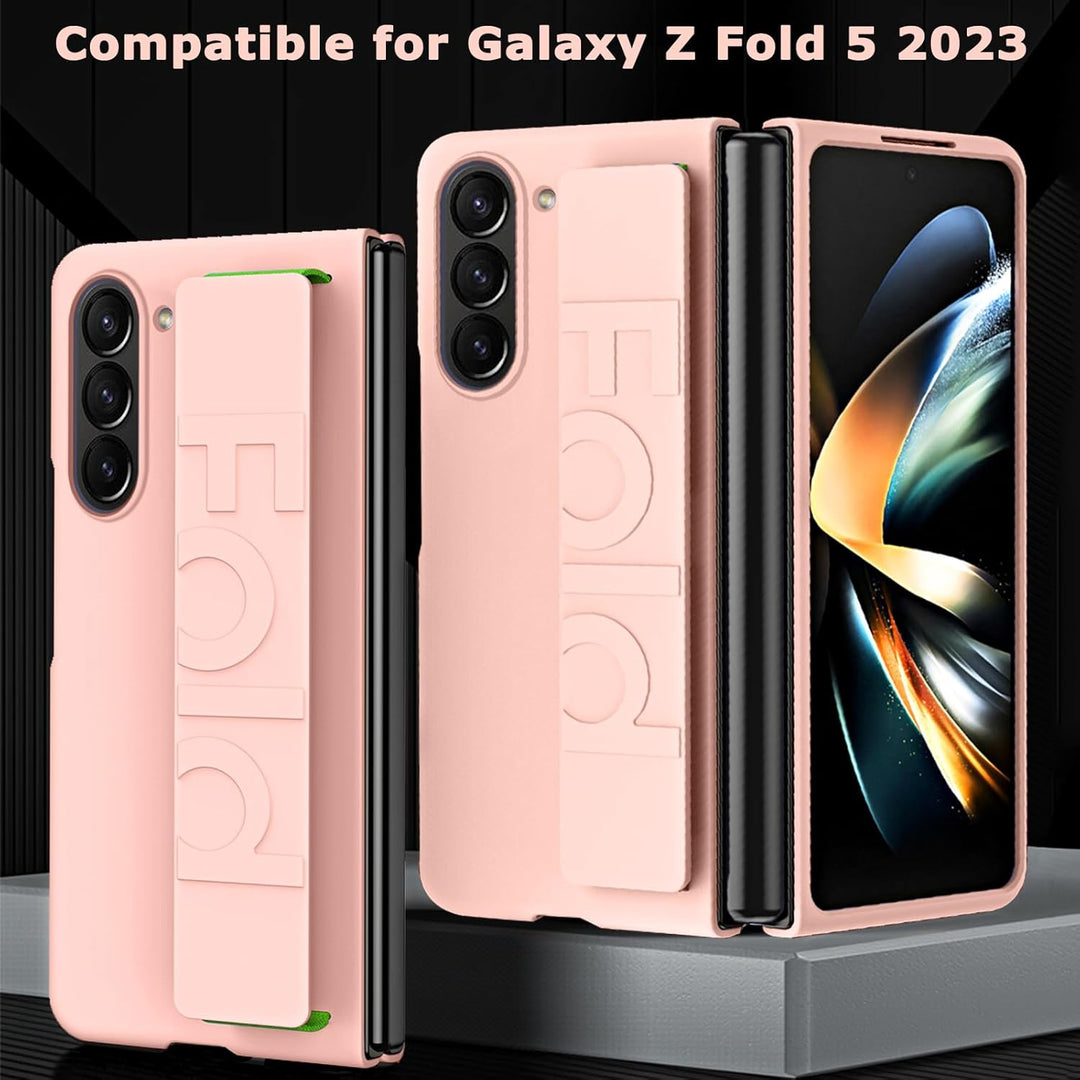 NINKI Kompatibel Samsung Galaxy Z Fold 5 Hülle mit Armband,Stossfeste PC Case Schutzhülle leichte Bu