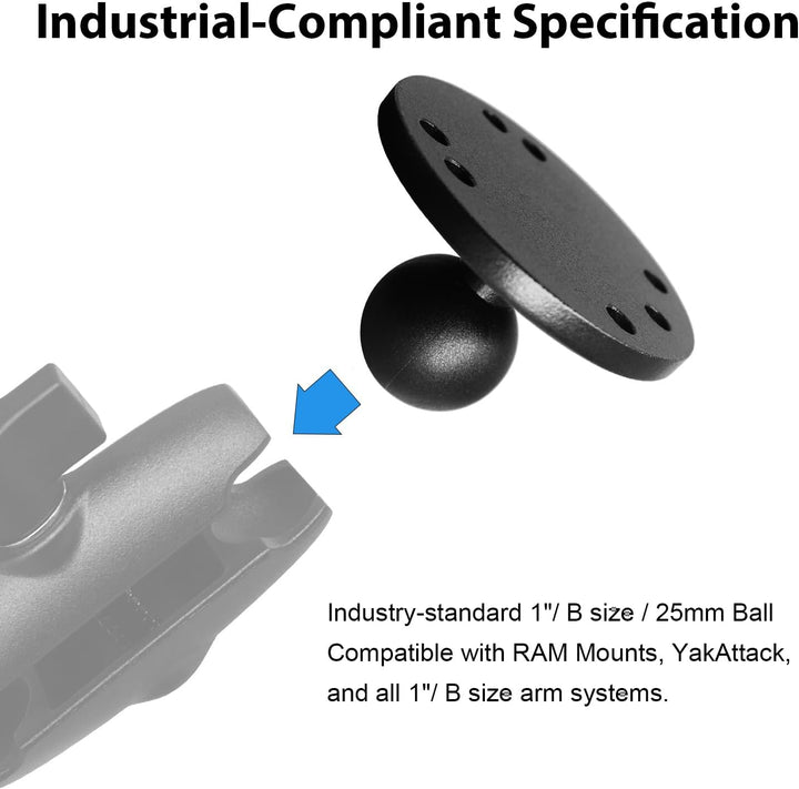1 Zoll/B-Grösse / 25mm Kugelhalterung aus Aluminiumgusslegierung, AMPS-Loch-Rundplattenbasis, Kompat