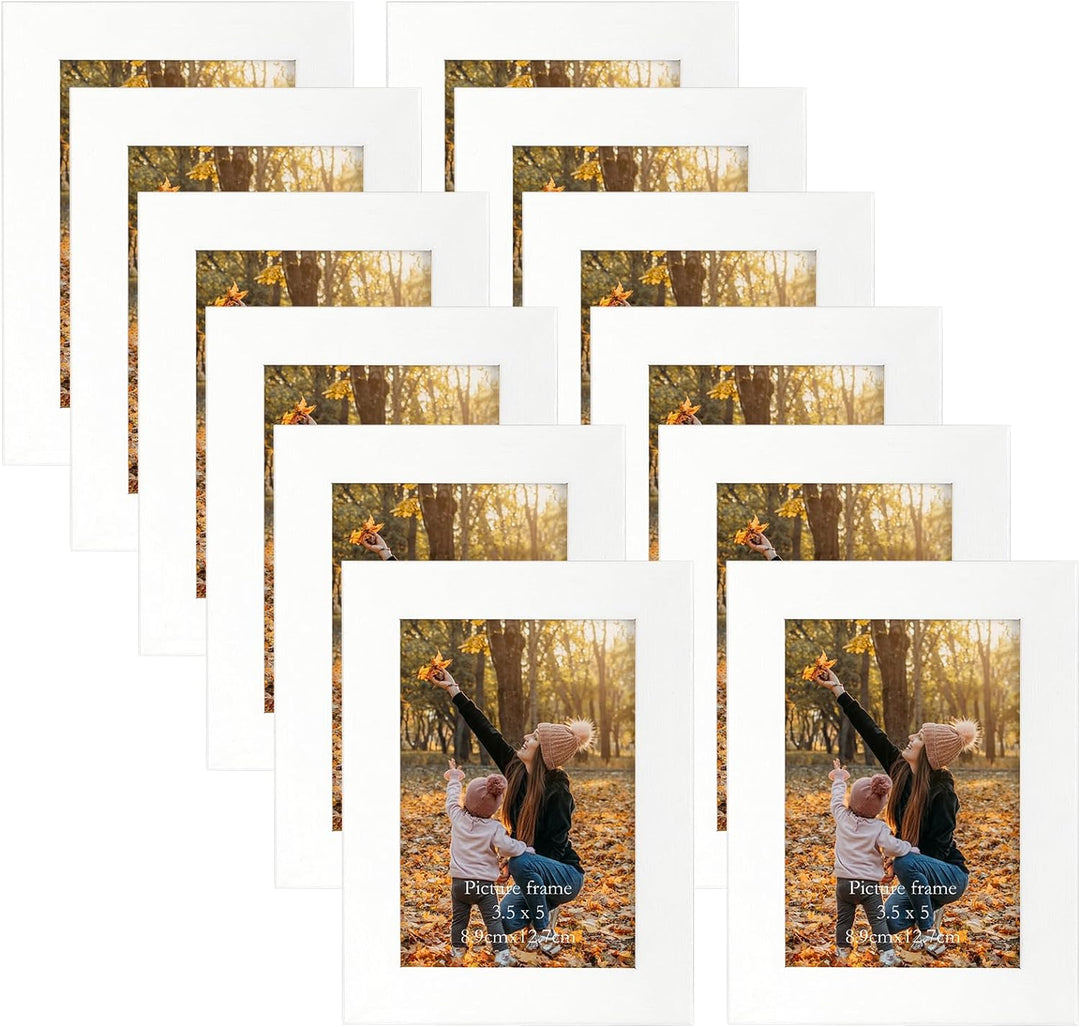 EXYGLO 12er Set Bilderrahmen 9x13 cm, Weisse Fotorahmen Collage für 13x9 cm Fotos und Bilder, Modern