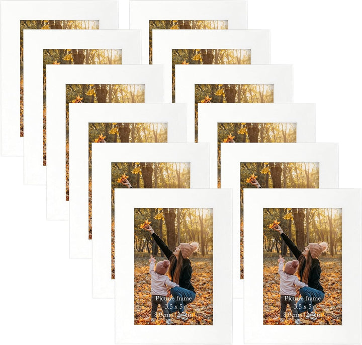 EXYGLO 12er Set Bilderrahmen 9x13 cm, Weisse Fotorahmen Collage für 13x9 cm Fotos und Bilder, Modern