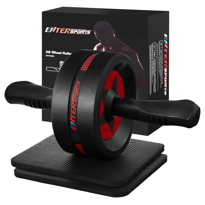 EnterSports Bauchroller, Bauchmuskeltrainer, Bauchmuskelroller mit Zwei Kniematte, Bauchrad Für Bauc