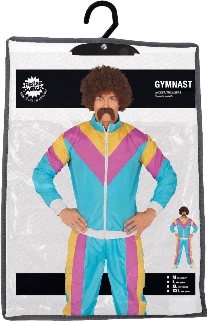 FIESTAS GUIRCA Bunter 80er Jahre Trainingsanzug für Jungen– 90er Bad Taste Aerobic Kostüm in Blau un