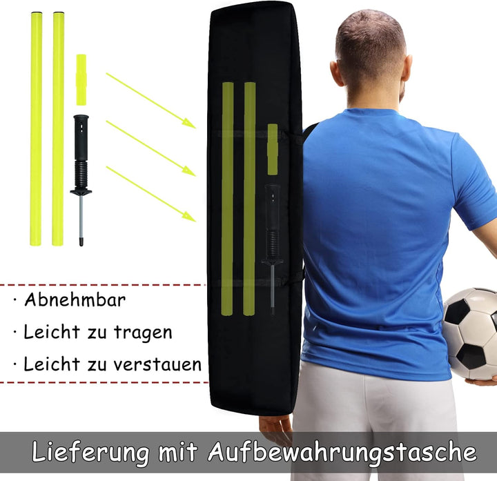 NAIZY Slalomstangen Fussball Trainingszubehör 1,5m/1,8m 6pcs-Set Hürdenstangen mit Erdspiess &amp; Trage
