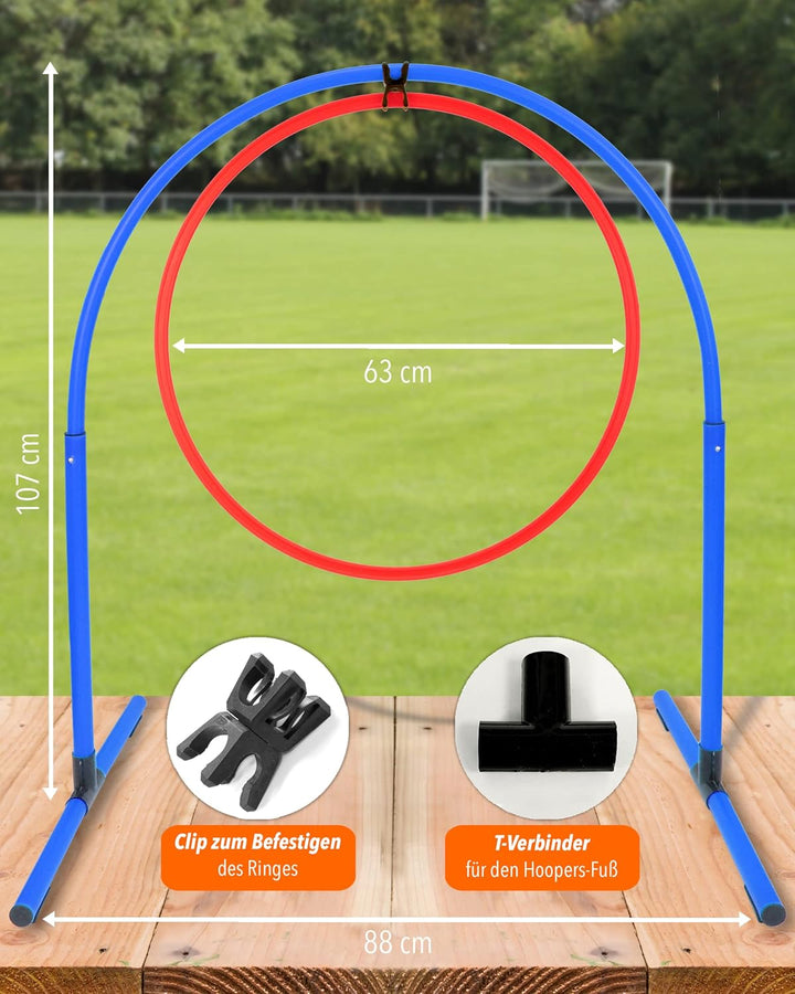 Hoopers Hoop mit Ring 70 – Agility Hoopers Reifen für Hundetraining – Hoop Orange/Sprungring Blau
