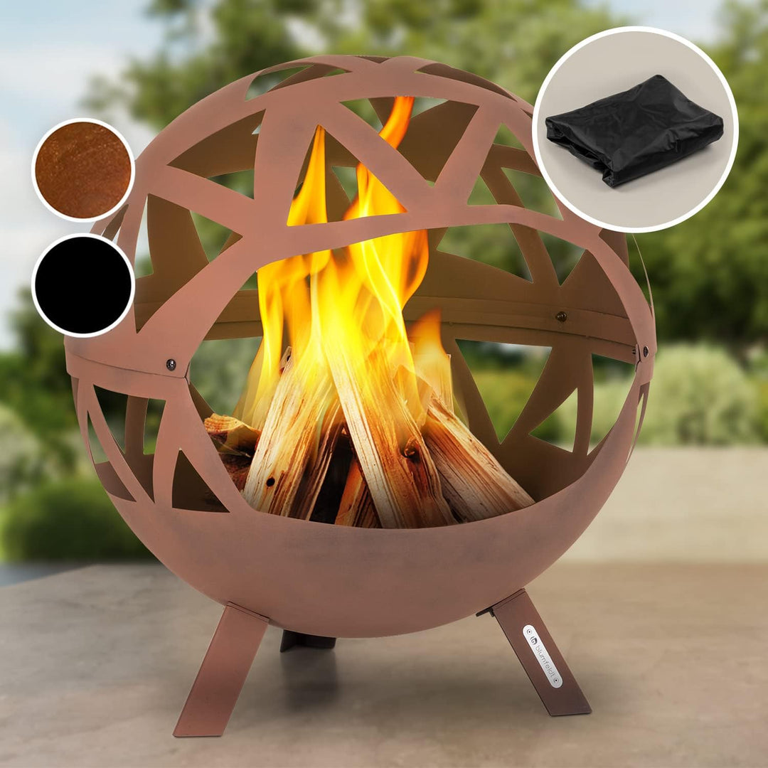 Blumfeldt Feuerschale, Robuste Outdoor Stahl-Feuerschale Gross für Balkon & Camping, Mobile Feuersch