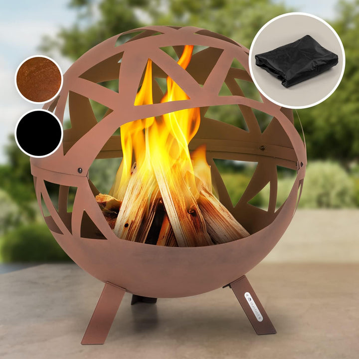 Blumfeldt Feuerschale, Robuste Outdoor Stahl-Feuerschale Gross für Balkon & Camping, Mobile Feuersch
