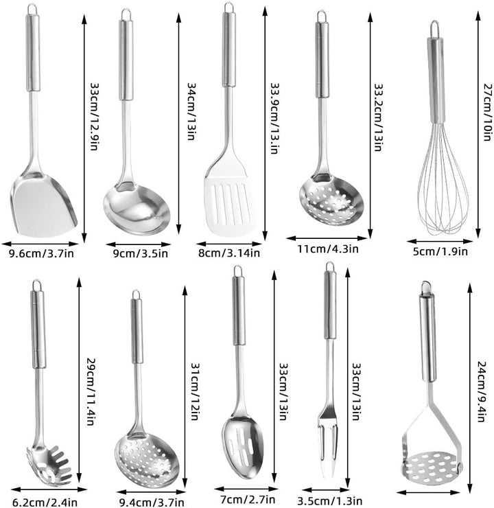 10er Küchenhelfer Set Küchenutensilien Edelstahl Kochlöffel Set Edelstahl Küchen Utensilien Set mit