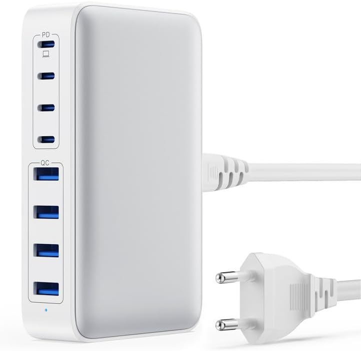 200W USB C Ladegerät, GaN III 8-Port USB Schnellladegerät PPS PD 65W Laptop Ladegerät Adapter USB C