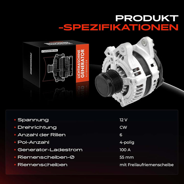 Frankberg Alternator Lichtmaschine Generator Kompatibel mit A.u.r.i.s 1.6L 2007-2012 Corolla Stufenh