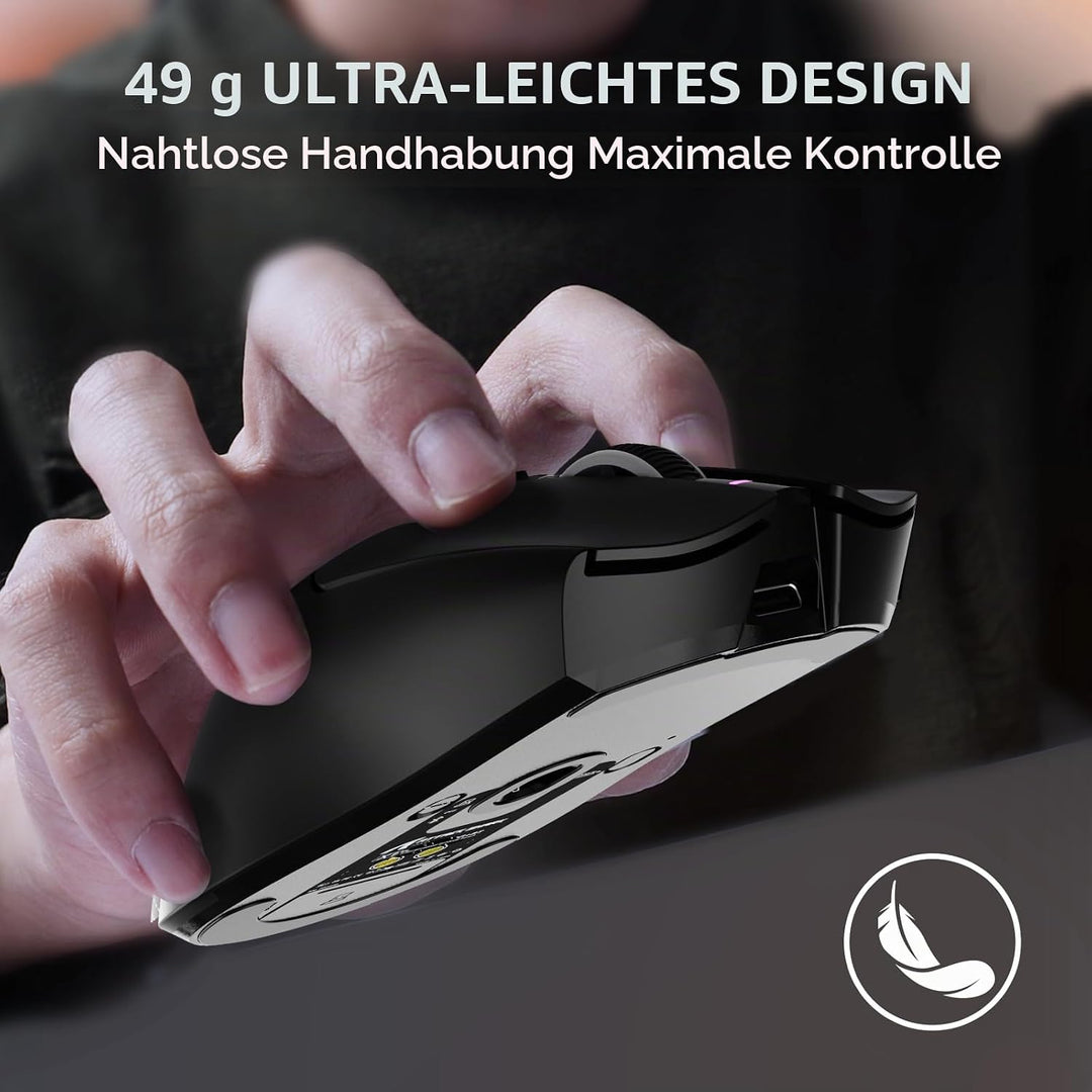 MAMBASNAKE x Attack Shark X1 Gaming-Maus mit Ladestation, 49g Ultralight, 40K DPI PAW3395 PRO-Sensor