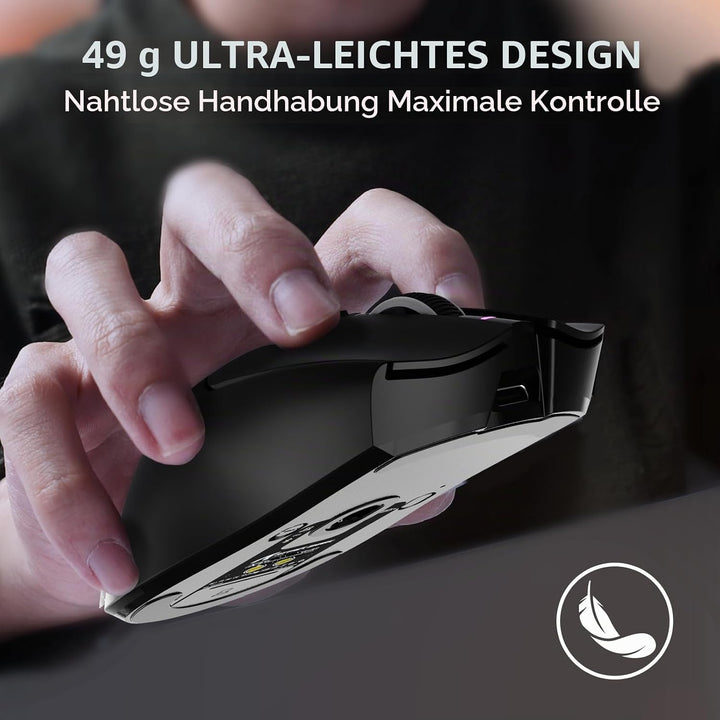 MAMBASNAKE x Attack Shark X1 Gaming-Maus mit Ladestation, 49g Ultralight, 40K DPI PAW3395 PRO-Sensor