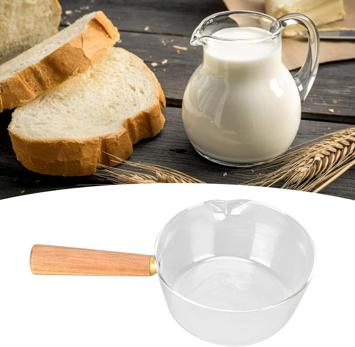 Milchkännchen, Milchtopf mit Holzgriff, Mini Buttererhitzer Küchenherd Geeignet für heisse Milchsala