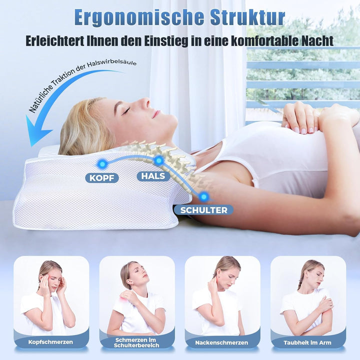 SAHEYER Nackenkissen Memory Foam Orthopädisches Kissen, Ergonomisches Kopfkissen Nackenstützkissen,