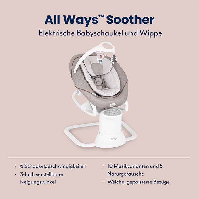 Graco All Ways™ Soother 2-in-1, elektirsche Babyschaukel und tragbare Wippe, ab Geburt bis ca. 9 Mon