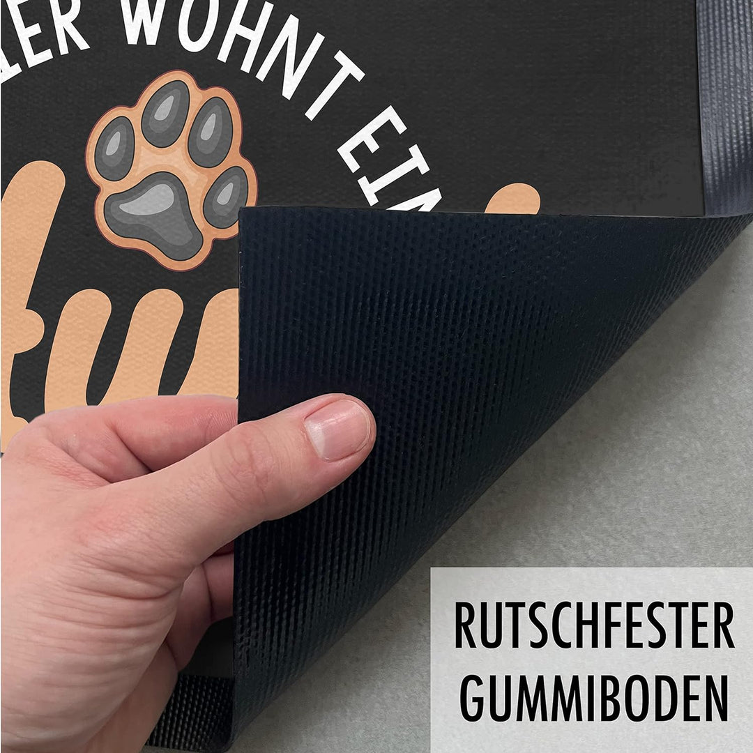 Trendation - Hier Wohnt EIN Hund Mit Seinem Personal Fussmatte Geschenk Hundebesitzer 60x40 cm