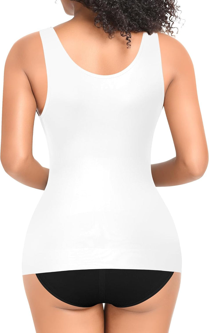 Damen Shape Unterhemd Formende Tops Nahtlos Hemdchen L Weiss-weite Träger, L Weiß-weite Trä