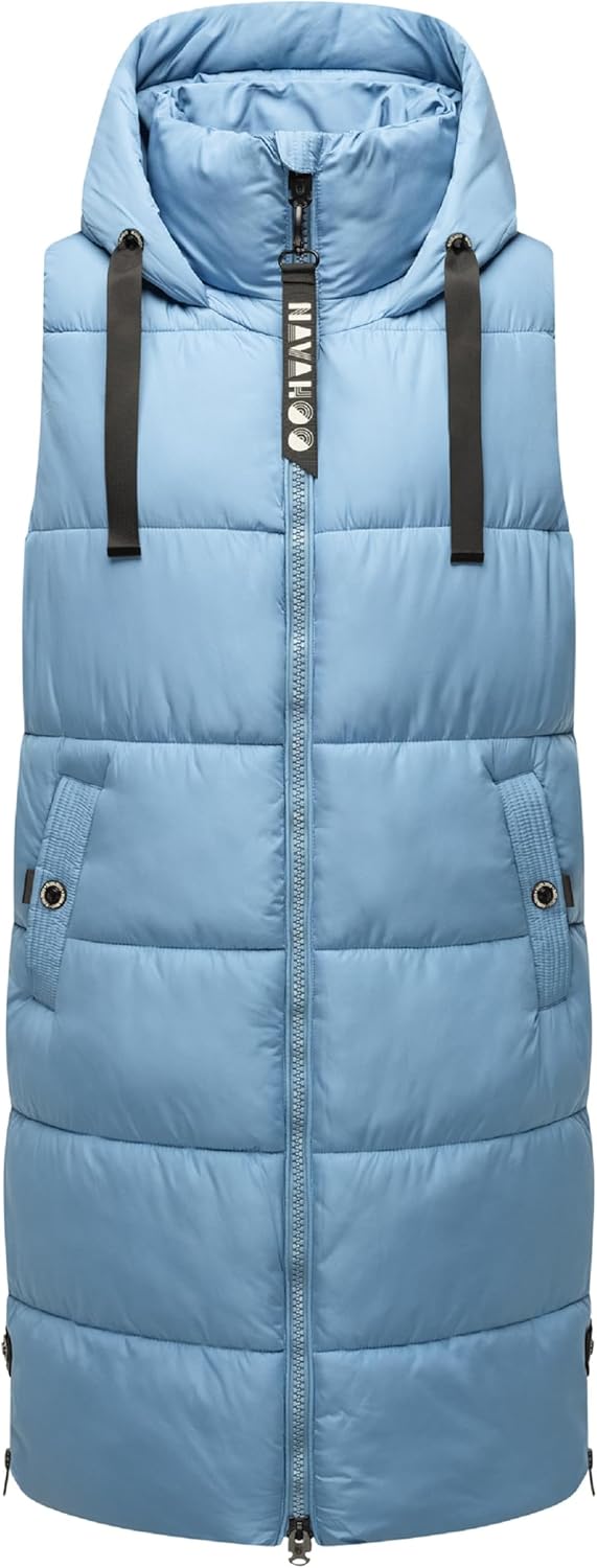 Navahoo Damen ärmellose Lange Outdoorweste warme Winterjacke Schnuffelchen XS-3XL XS Powder Blue, XS