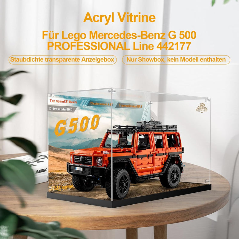 cooldac Acryl-Vitrine kompatibel mit Lego Technic 42177 Mercedes-Benz G 500 Professional Line, Staub