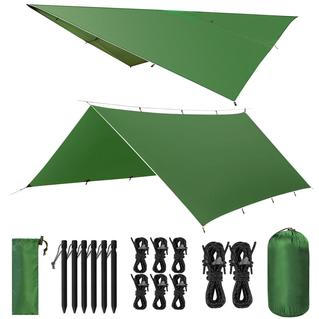 Tarp 3x4M Wasserdicht, Ultraleicht Camping Zeltplane, mit 15 Öse+6 Aluminiumstifte+8 Nylonseile, Ant