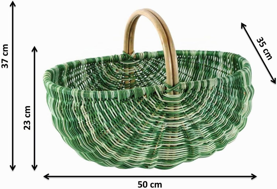 Kobolo Einkaufskorb geflochten Korb Rattankorb - multicolor grün - 50x35x23 cm, Grün