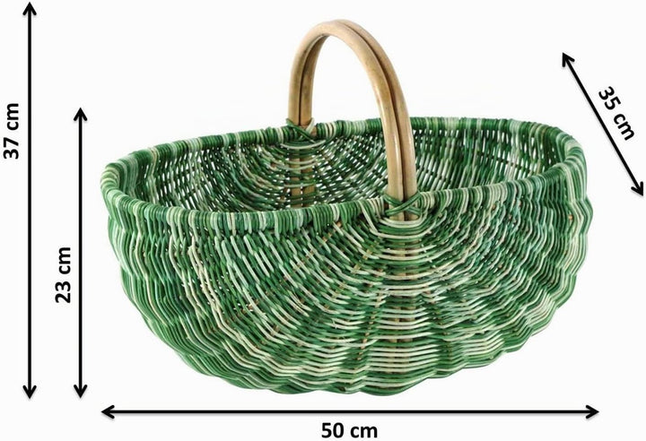 Kobolo Einkaufskorb geflochten Korb Rattankorb - multicolor grün - 50x35x23 cm, Grün