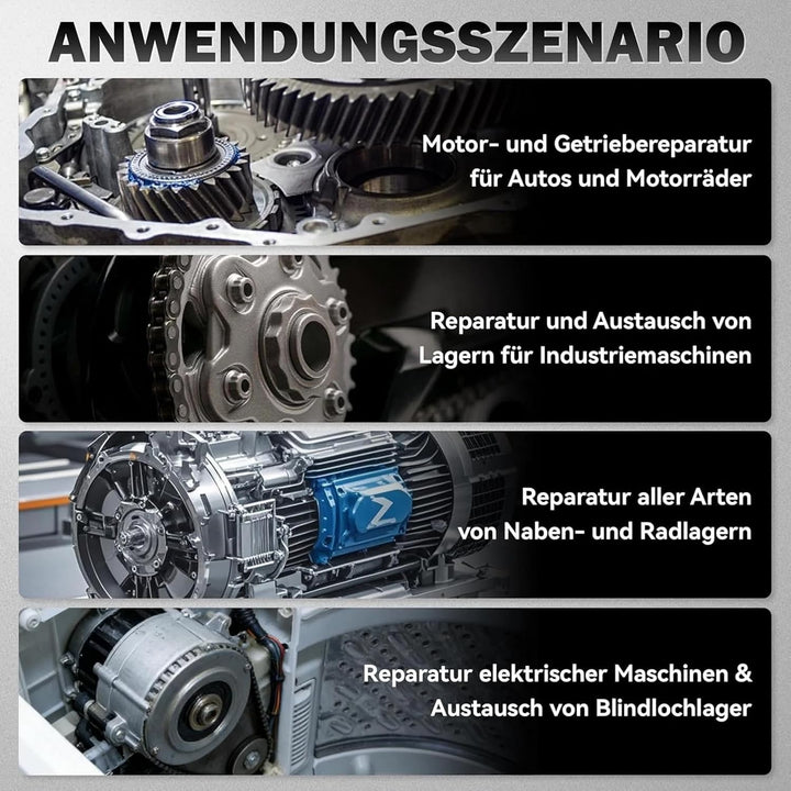 12 TLG Motorrad-Blindinnenlager-Abzieher-Werkzeug-Set 8-32 mm | mit Gleithammer und Antriebsstifte F