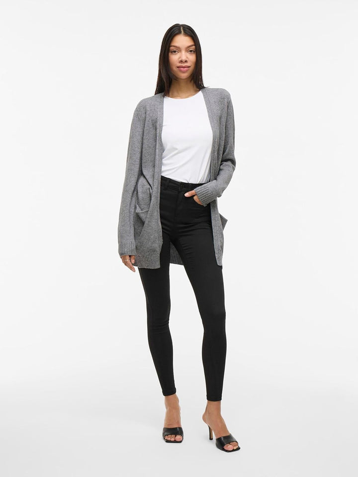 Vila Damen Viril Open L/S Knit Cardigan-Noos Strickjacke XS Medium Grey Melange, XS Medium Grey Mela